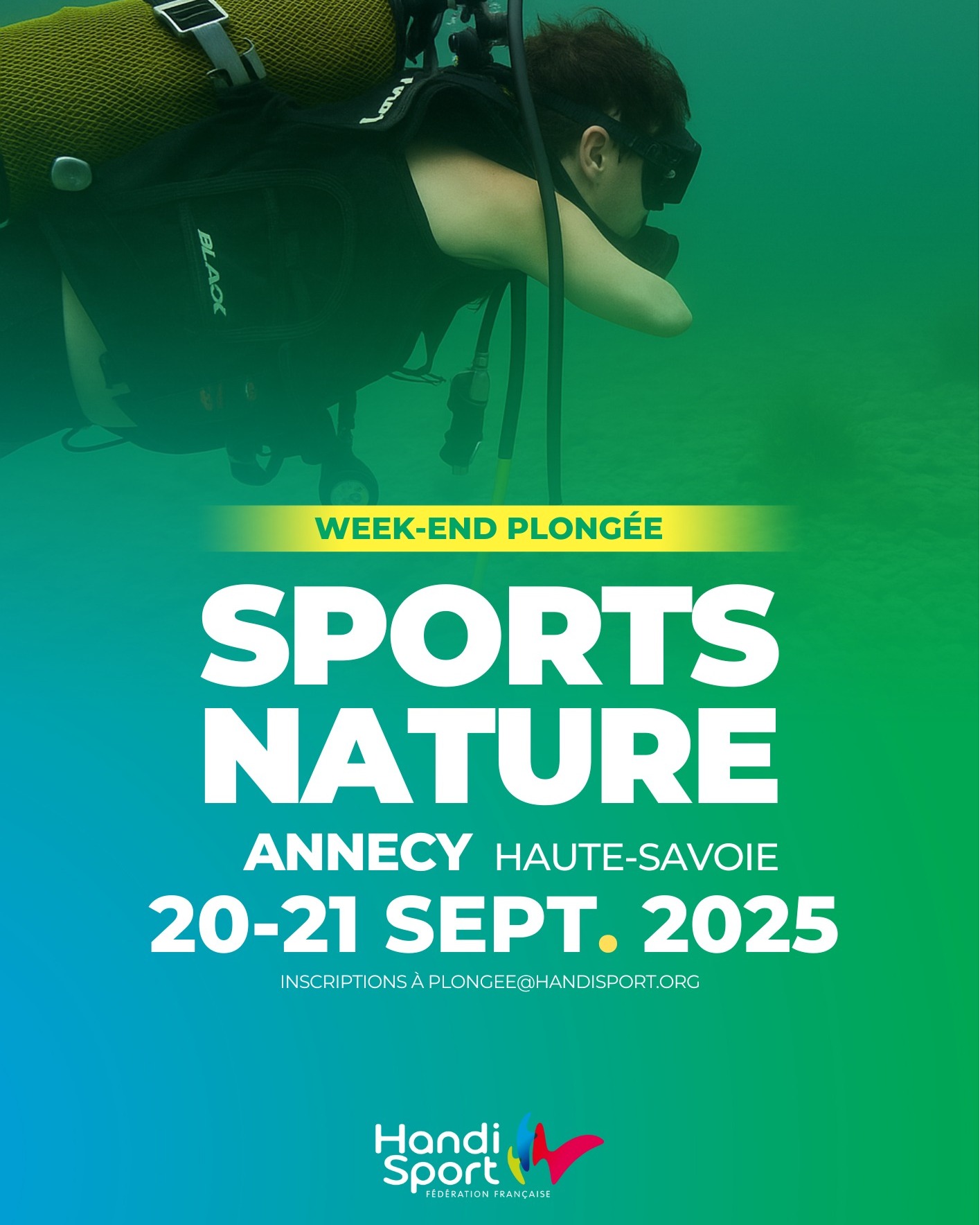 Le stage vise à développer les compétences en sécurité des encadrants de plongées handisport. Pour ce faire des sportifs.ves en situation de handicap vont pouvoir plonger en lac sous leur encadrement. 
RDV le 21 septembre avec un nombre de places limitées !🤿
Inscription et informations :

https://app1.extranet.handisport.org/events/viewEventCalendar/32305
 #outdoor #outdoorsports #OutdoorSports #accessibility #accessibilité #highfive #sportnature #handicap #handisportofficiel #Handisub #plongée